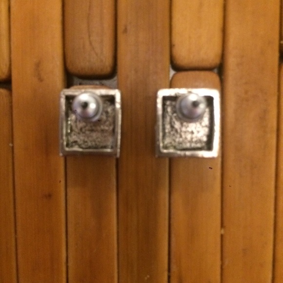 VTG Silver onyx & abalone earrings - Picture 3 of 3